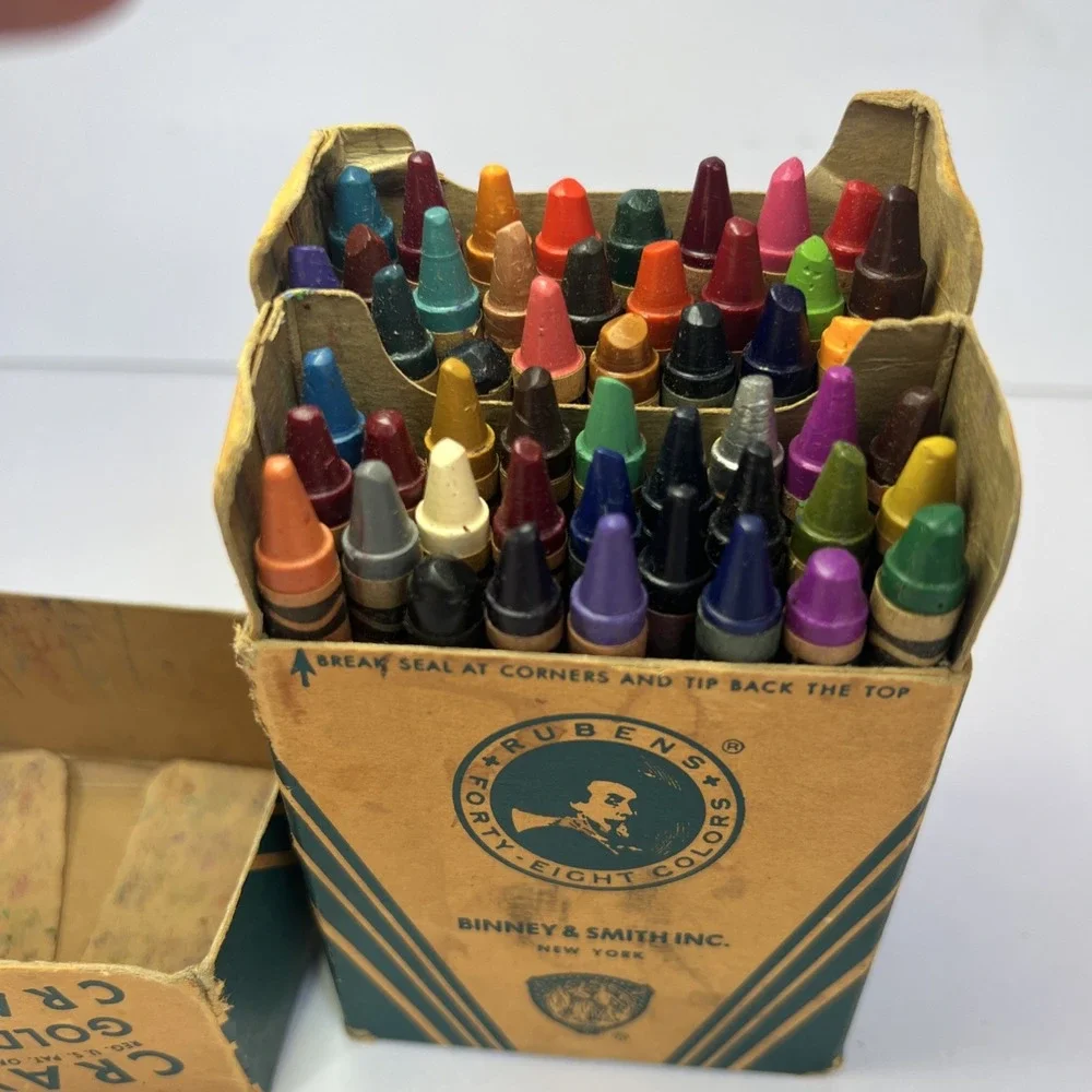 VTG Crayola Rubens No 48 Prewar Box Rare Retired Colors Prussian Blue Flesh Etc